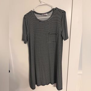 Black and white striped dress large